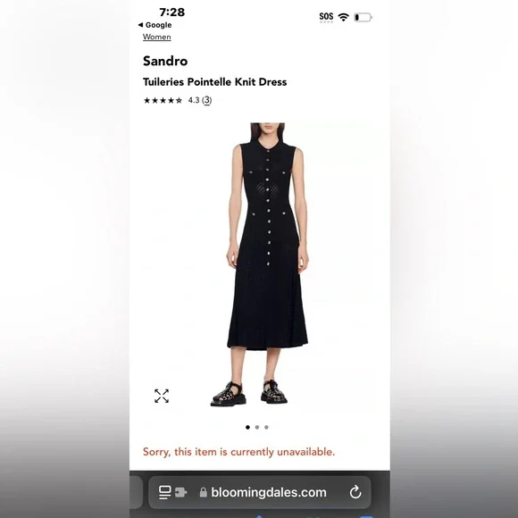 SANDRO Tuileries Sleeveless Pointelle Dress EUC NWOT - Picture 2 of 10